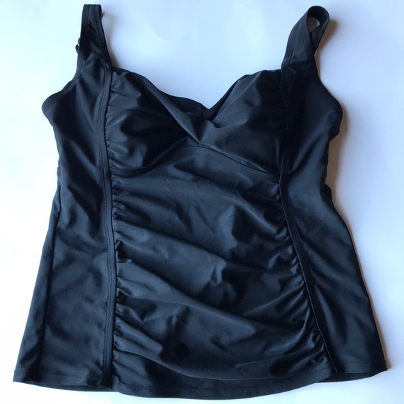 Merona Other - NEW Merona black tankini swim top ruffle front L